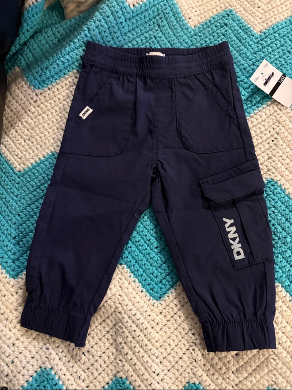 DKNY Navy Blue Cargo Jogger Pants for Kids